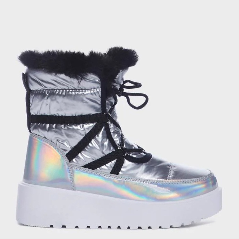 Holographic winter boots